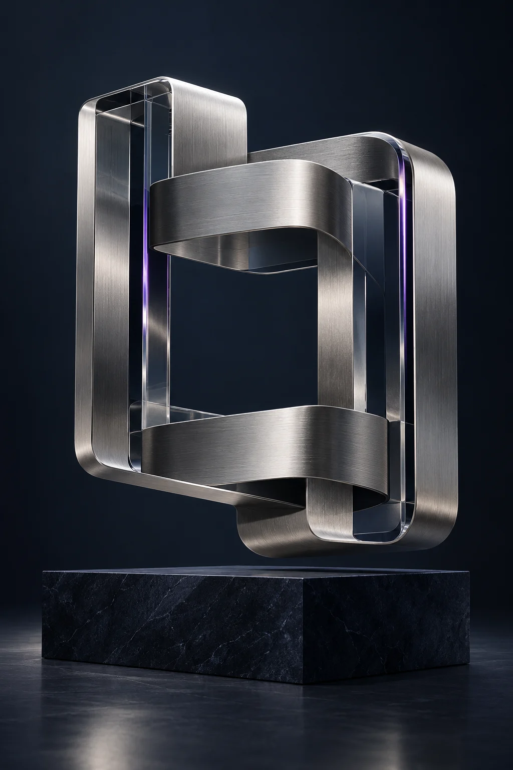 Conceptual interlocking silver and glass structure